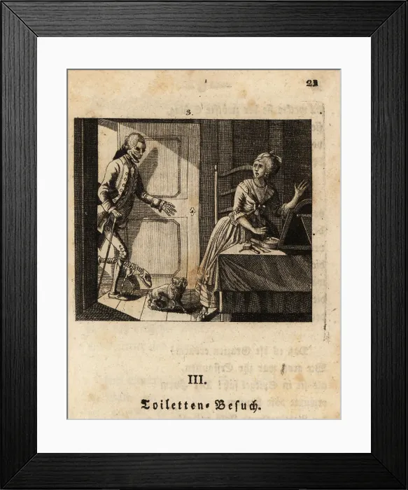 Framed Print : The skeleton of Death visits a woman in her boudoir Framed Print : The skeleton of Death visits a woman in her boudoir