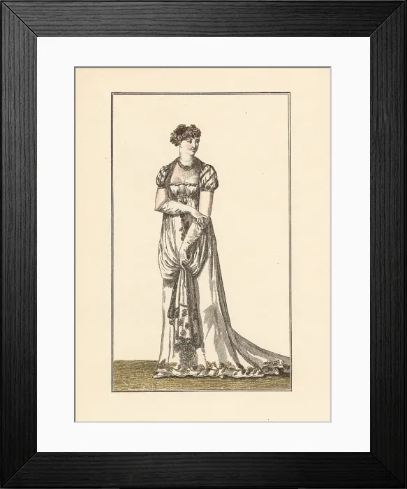 Framed Print : Women's formal fashions, First Empire era, Paris, 1805 Framed Print : Women's formal fashions, First Empire era, Paris, 1805