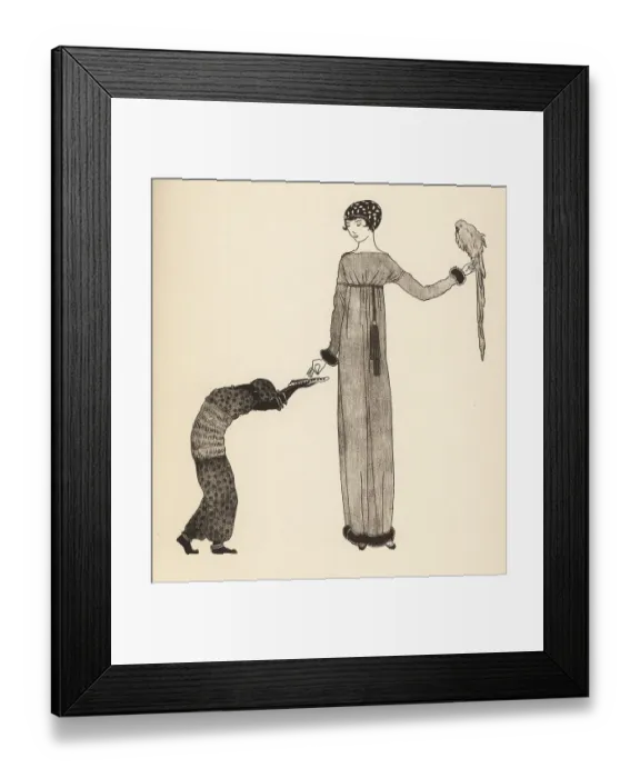 Framed Print : Fashionable woman in cap and robe by the couture brand Paul Poir Framed Print : Fashionable woman in cap and robe by the couture brand Paul Poir