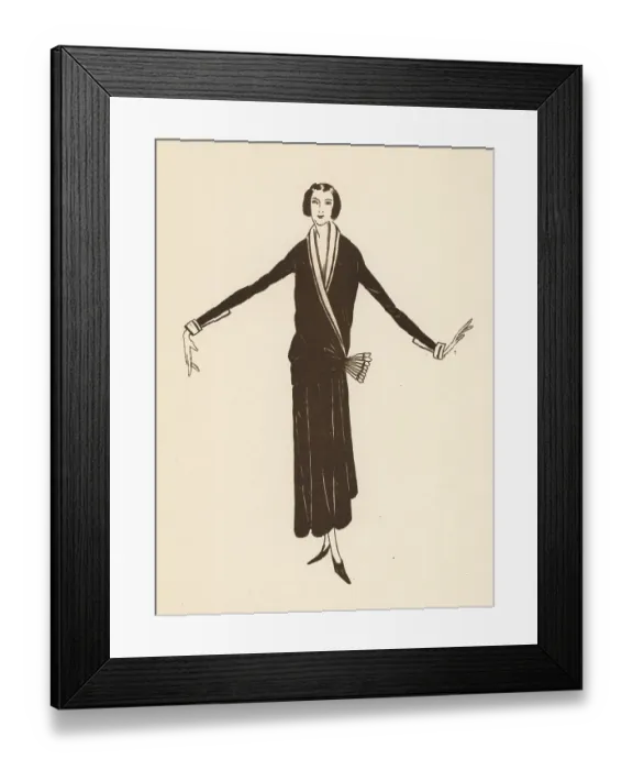 Framed Print : Fashionable woman in a kimono-style coat dress, 1920s Framed Print : Fashionable woman in a kimono-style coat dress, 1920s