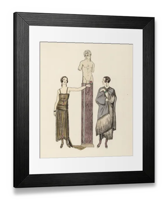 Framed Print : Women in evening gown and coat by the couture designer Worth, 19 Framed Print : Women in evening gown and coat by the couture designer Worth, 19