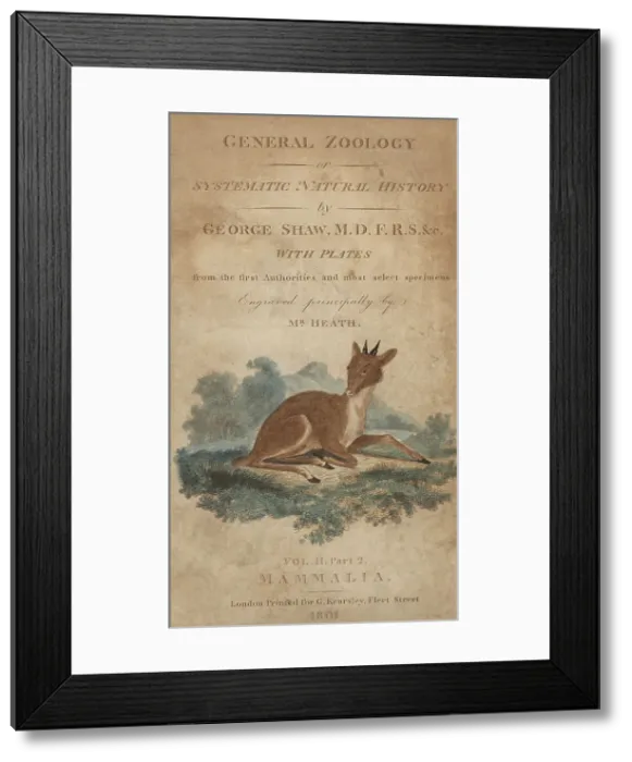 Framed Print : Title page from George Shaw's General Zoology: Mammalia Framed Print : Title page from George Shaw's General Zoology: Mammalia