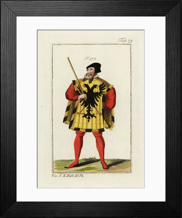 Framed Print : Imperial herald in formal robes with black double-headed eagle Framed Print : Imperial herald in formal robes with black double-headed eagle