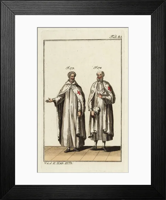 Framed Print : Two Knights Templar in house wear or monastery robes Framed Print : Two Knights Templar in house wear or monastery robes