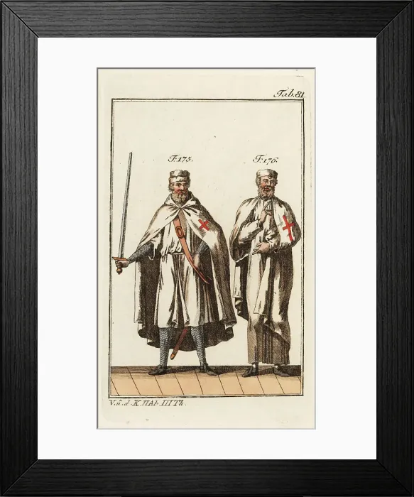 Framed Print : Knights Templar in batle garb and monastery robes Framed Print : Knights Templar in batle garb and monastery robes