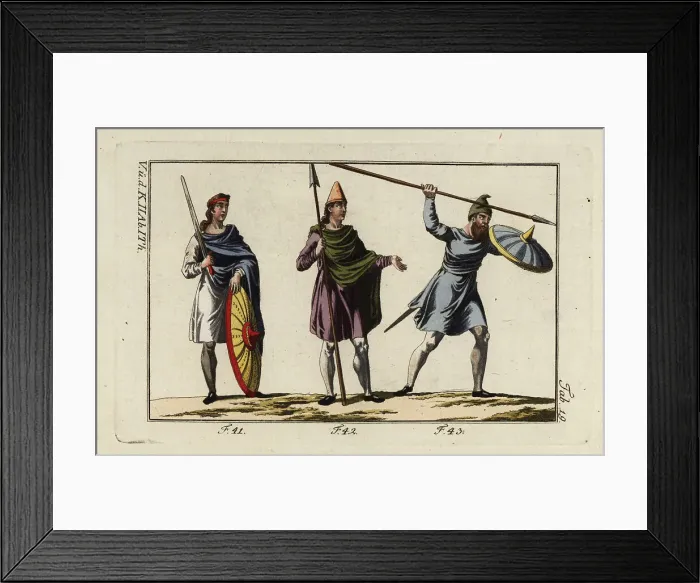 Framed Print : Anglo Saxon military officer, cavalier and foot soldier Framed Print : Anglo Saxon military officer, cavalier and foot soldier