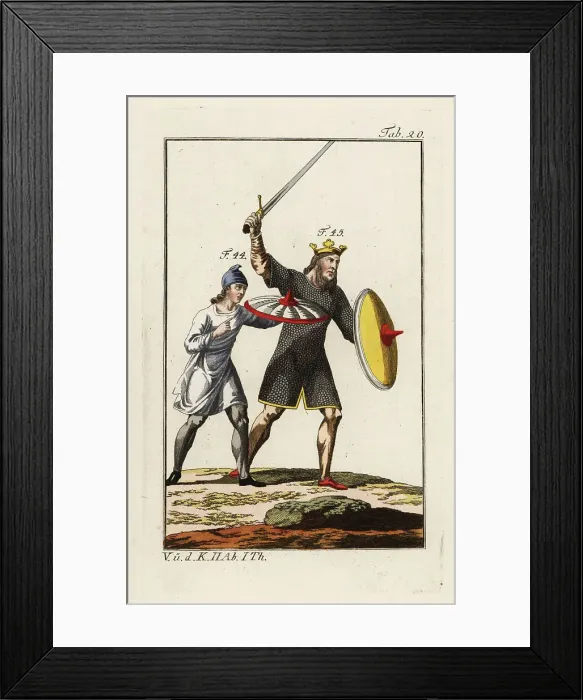 Framed Print : Anglo Saxon king and equerry in battle Framed Print : Anglo Saxon king and equerry in battle