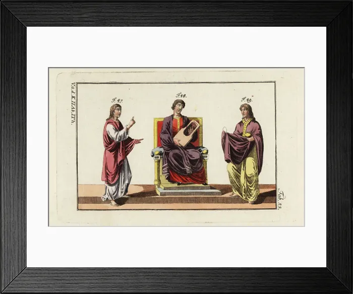 Framed Print : King David and priests in Anglo Saxon garb Framed Print : King David and priests in Anglo Saxon garb