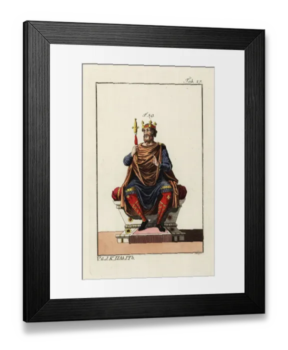 Framed Print : Anglo Saxon king on his throne, 9th century Framed Print : Anglo Saxon king on his throne, 9th century