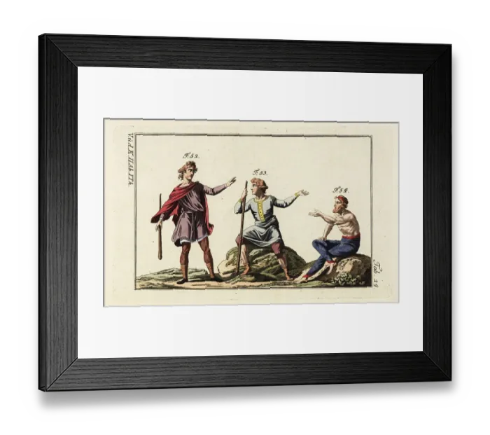 Framed Print : Anglo Saxon men in tunica and Job in coaxalia Framed Print : Anglo Saxon men in tunica and Job in coaxalia