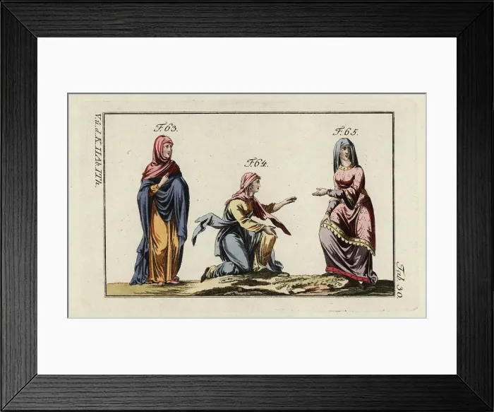 Framed Print : Anglo Saxon women's costumes Framed Print : Anglo Saxon women's costumes
