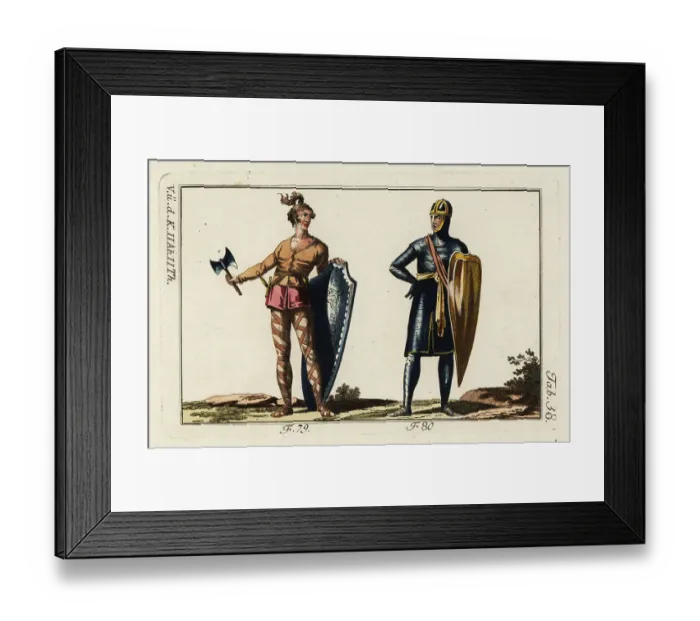 Framed Print : Frankish chief and soldier, 8th century Framed Print : Frankish chief and soldier, 8th century