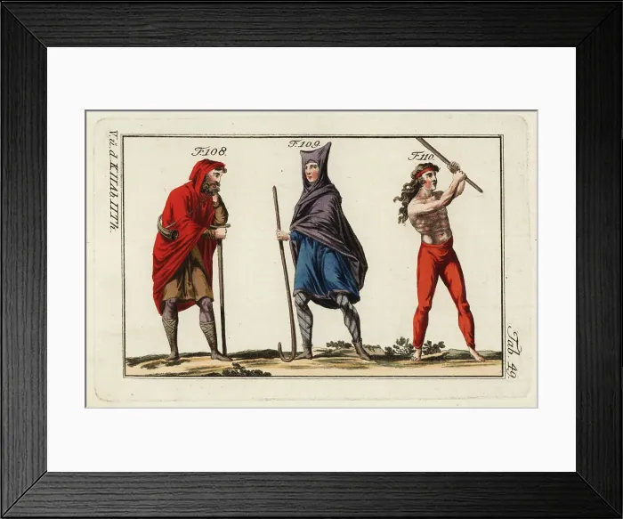 Framed Print : Norman shepherds 108, 109 and peasant 110 Framed Print : Norman shepherds 108, 109 and peasant 110