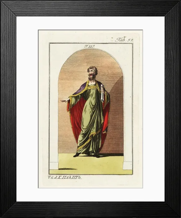 Framed Print : Norman noble in long tunic and purple mantle Framed Print : Norman noble in long tunic and purple mantle