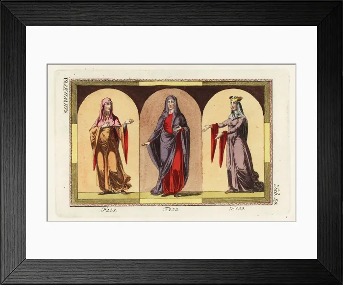 Framed Print : Norman women's dress of the 12th century Framed Print : Norman women's dress of the 12th century