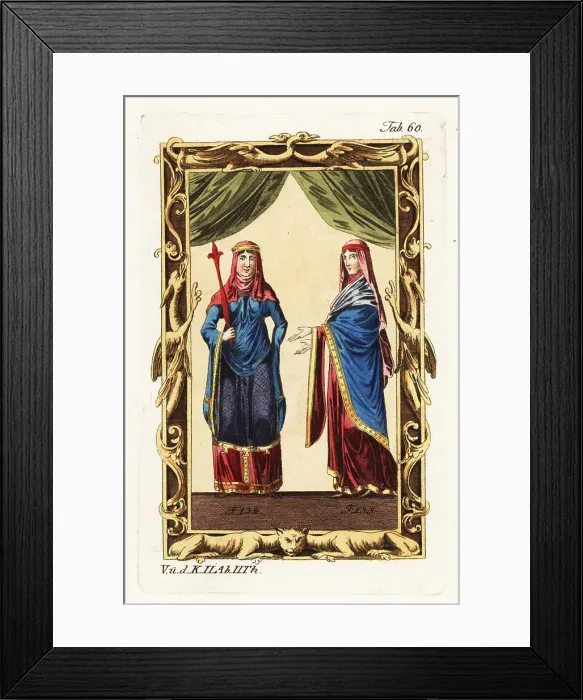 Framed Print : Costume of Norman noblewomen, 12th century Framed Print : Costume of Norman noblewomen, 12th century