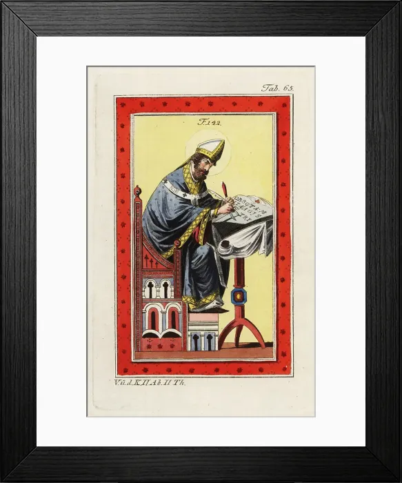 Framed Print : St Dunstan depicted in Norman choir robes, 12th century Framed Print : St Dunstan depicted in Norman choir robes, 12th century