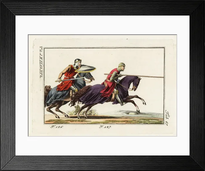 Framed Print : Norman cavalry charging, 12th century Framed Print : Norman cavalry charging, 12th century