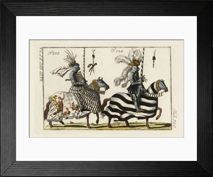 Framed Print : Knights in armor for an Italian course and a German joust Framed Print : Knights in armor for an Italian course and a German joust