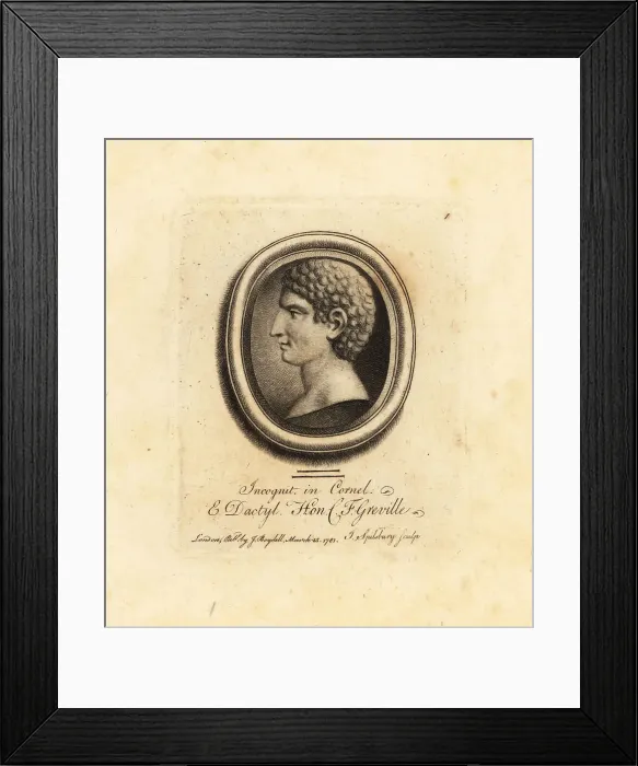 Framed Print : Unknown figure in profile in carnelian and dactylotheca Framed Print : Unknown figure in profile in carnelian and dactylotheca
