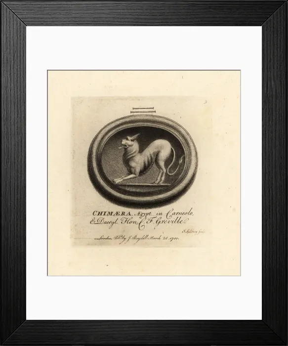 Framed Print : Egyptian chimera with lion's head, goat's body and dragon's tail Framed Print : Egyptian chimera with lion's head, goat's body and dragon's tail