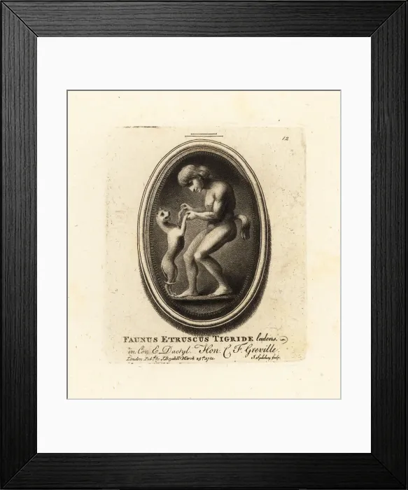 Framed Print : Etruscan faun playing with a tiger Framed Print : Etruscan faun playing with a tiger