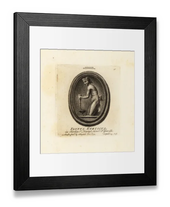 Framed Print : Etruscan faun squeezing grapes into a bowl Framed Print : Etruscan faun squeezing grapes into a bowl