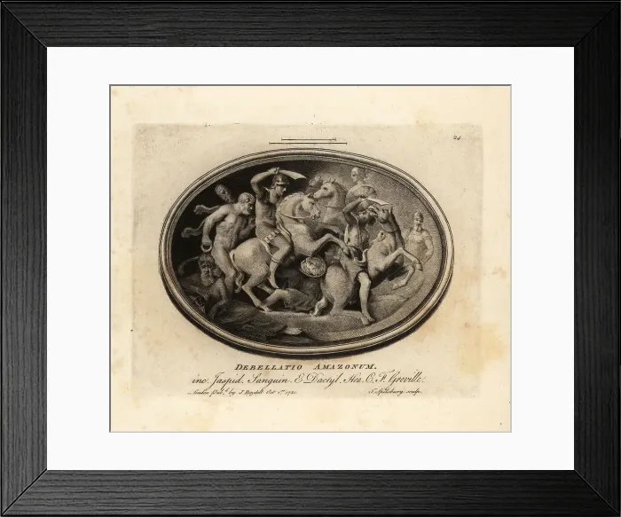 Framed Print : Greek warriors defeating Amazons on horseback Framed Print : Greek warriors defeating Amazons on horseback