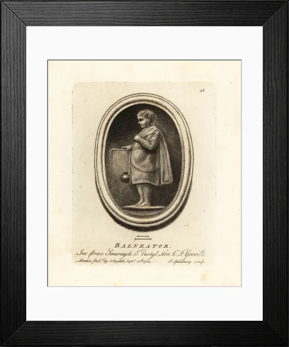 Framed Print : Roman bath attendant with jar of oil and strigil Framed Print : Roman bath attendant with jar of oil and strigil