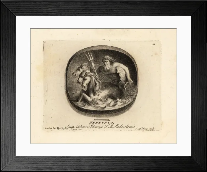 Framed Print : Neptune, Roman god of rivers and the sea, holding a trident Framed Print : Neptune, Roman god of rivers and the sea, holding a trident