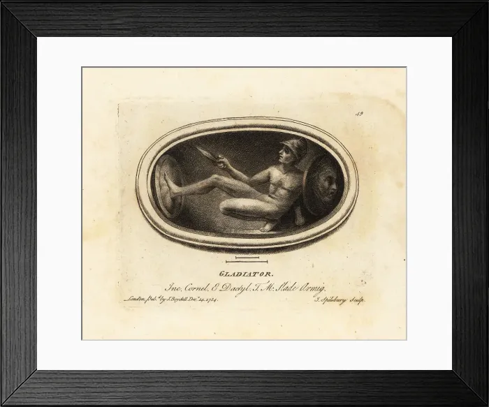 Framed Print : Roman gladiator with helmet, shield and sword Framed Print : Roman gladiator with helmet, shield and sword