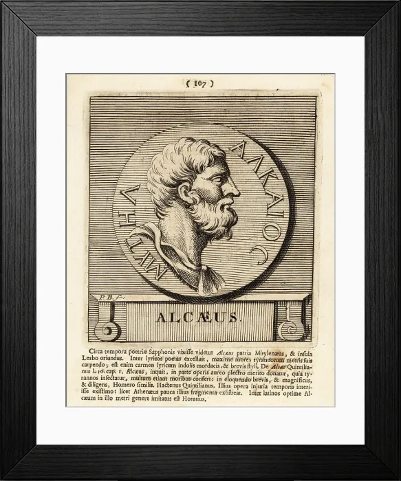 Framed Print : Alcaeus of Mytilene, lyric poet from the island of Lesbos Framed Print : Alcaeus of Mytilene, lyric poet from the island of Lesbos
