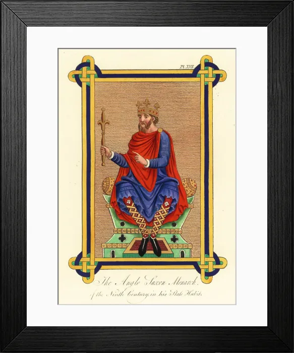 Framed Print : Anglo-Saxon monarch of the 9th century in state habit Framed Print : Anglo-Saxon monarch of the 9th century in state habit