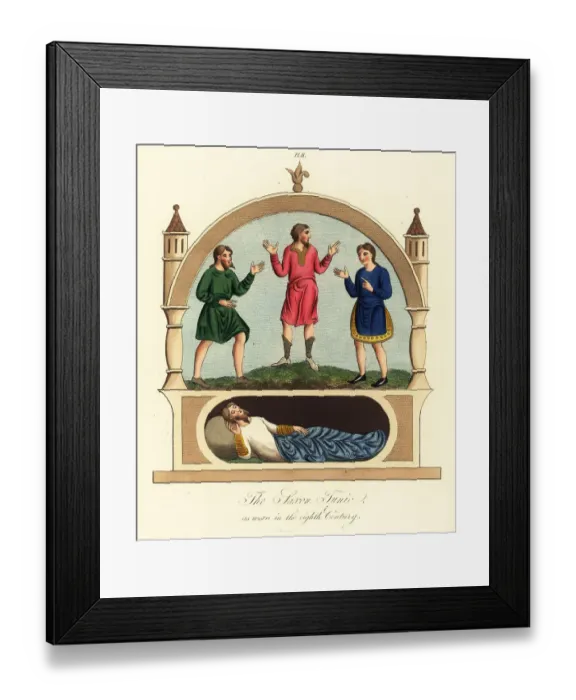 Framed Print : Saxon men in tunics and nightshirt Framed Print : Saxon men in tunics and nightshirt