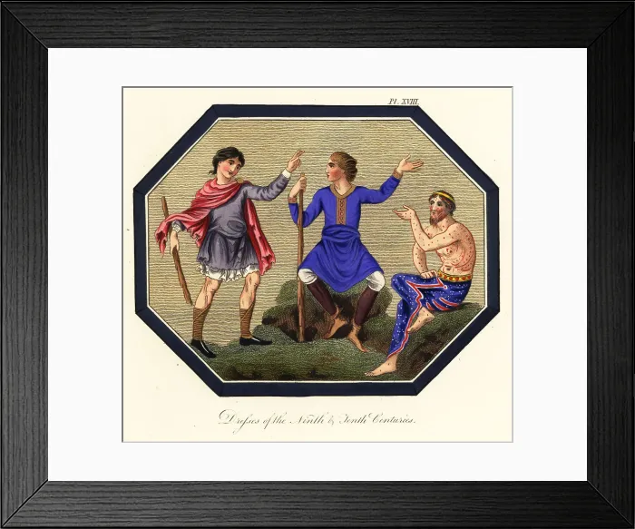 Framed Print : Anglo Saxon men's costume, 9th and 10th century Framed Print : Anglo Saxon men's costume, 9th and 10th century