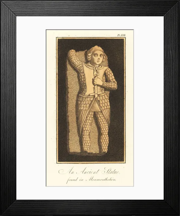Framed Print : Saxon figure of St Michael in suit of scale armour, 9th century Framed Print : Saxon figure of St Michael in suit of scale armour, 9th century