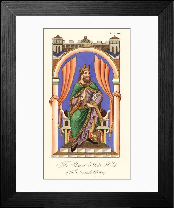 Framed Print : Anglo-Norman king with crown, 11th century Framed Print : Anglo-Norman king with crown, 11th century