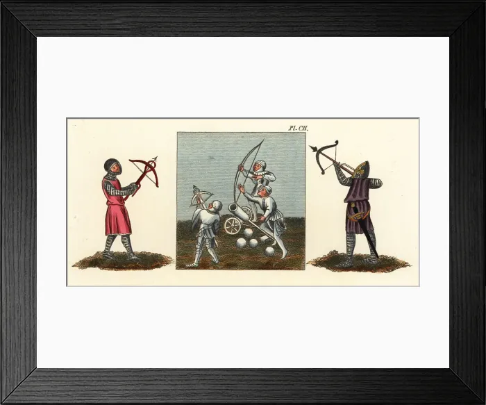 Framed Print : Costumes of bowmen and artillery, 14th century Framed Print : Costumes of bowmen and artillery, 14th century