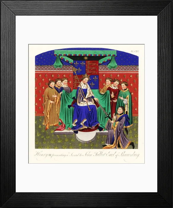 Framed Print : King Henry VI of England presenting a sword to John Talbot Framed Print : King Henry VI of England presenting a sword to John Talbot