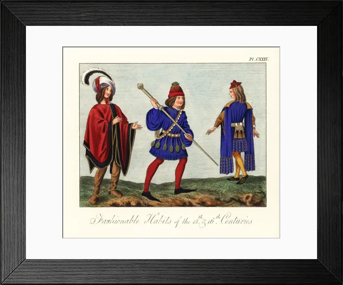 Framed Print : Male costume of the 15th century Framed Print : Male costume of the 15th century