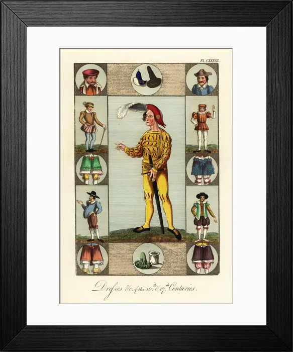 Framed Print : Man in a yellow slashed doublet and hose Framed Print : Man in a yellow slashed doublet and hose