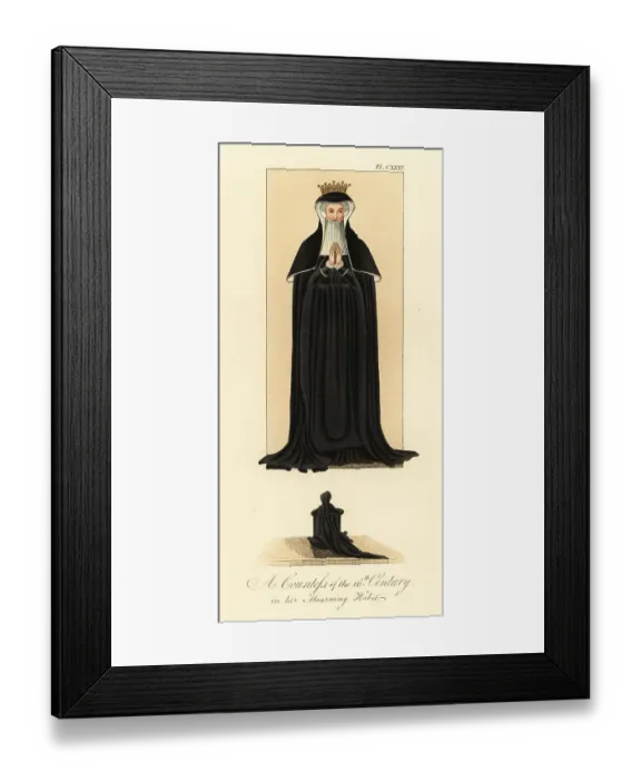 Framed Print : Countess in mourning robes, 16th century Framed Print : Countess in mourning robes, 16th century