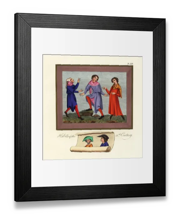 Framed Print : Habits and hats of the 13th century Framed Print : Habits and hats of the 13th century