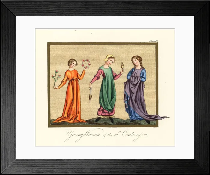 Framed Print : Young women of the 13th century Framed Print : Young women of the 13th century