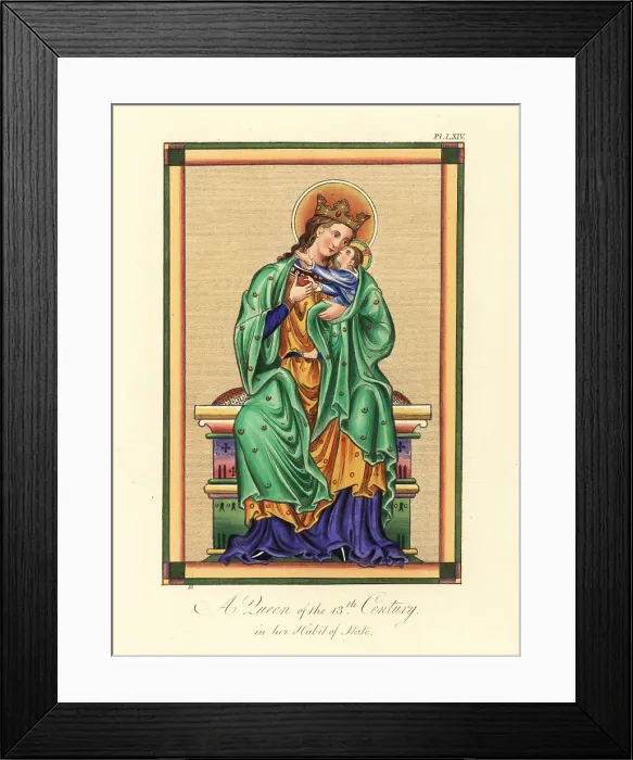 Framed Print : Medieval queen in ceremonial robes, 13th century Framed Print : Medieval queen in ceremonial robes, 13th century