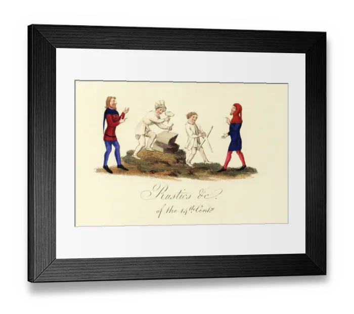 Framed Print : Stone masons and artisans of the 14th century Framed Print : Stone masons and artisans of the 14th century