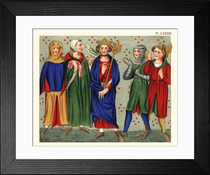 Framed Print : A king and and officers of his court, 14th century Framed Print : A king and and officers of his court, 14th century