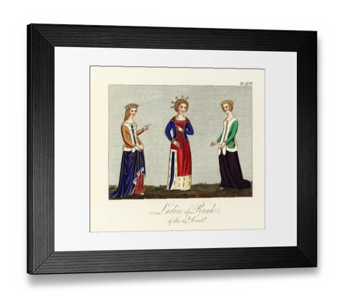 Framed Print : Ladies of rank of the 14th century Framed Print : Ladies of rank of the 14th century