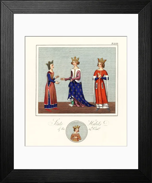 Framed Print : Queens in ceremonial robes, 14th century Framed Print : Queens in ceremonial robes, 14th century