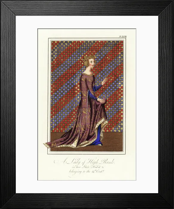 Framed Print : A lady of high rank in her state habit, 14th century Framed Print : A lady of high rank in her state habit, 14th century